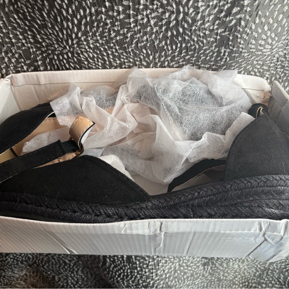 Shoes - Black Espadrille Wedge Sandals